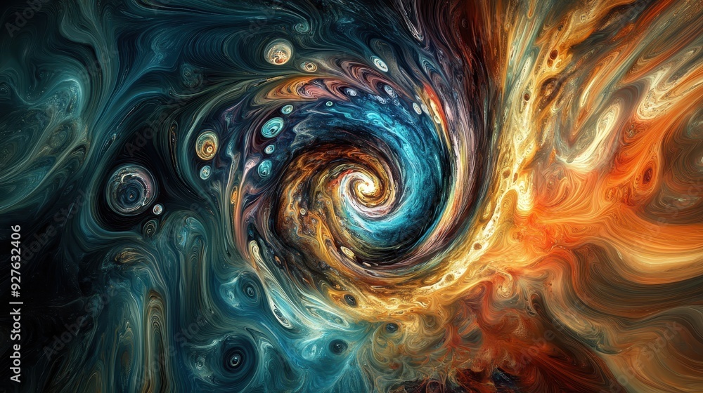 Abstract Swirling Galaxy Background with Blue and Orange Hues. Abstract Swirling Galaxy Background with Blue and Orange Hues.