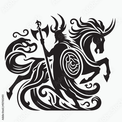 Thor mythology vector art 