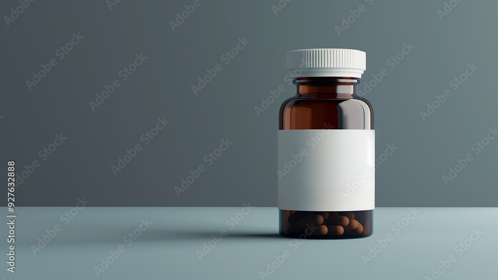 Dark amber medicine bottle isolated on neutral background Dark amber medicine bottle isolated on neutral background