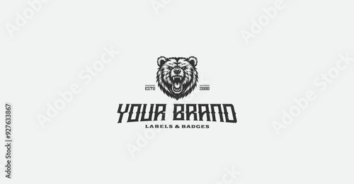 Angry bear grizzly logo illustration