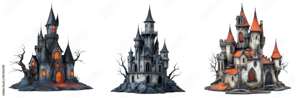 a dark fantasy medieval castle isolated on a transparent background a dark fantasy medieval castle isolated on a transparent background