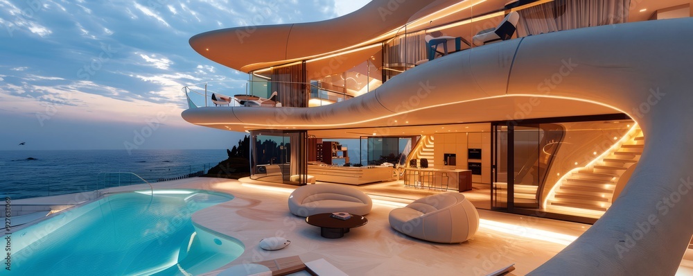 Fototapeta premium High-tech beach house with advanced technology.