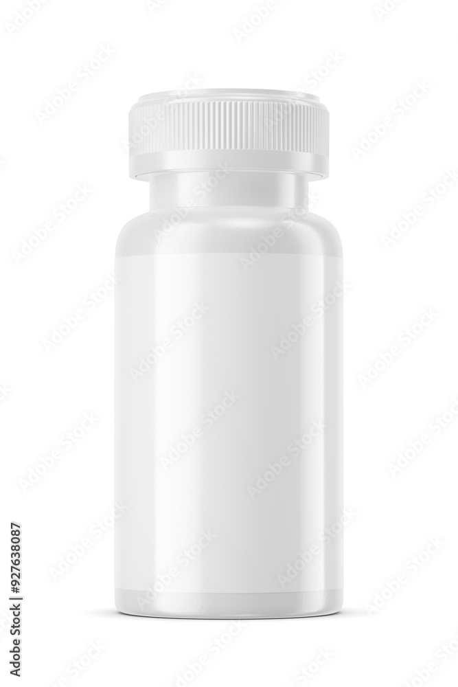 White plastic jar of pills or supplements isolated. 3D rendering illustration. Transparent PNG image. White plastic jar of pills or supplements isolated. 3D rendering illustration. Transparent PNG image.