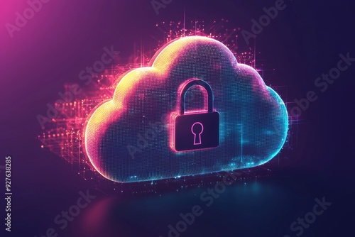 Wallpaper Mural Illustration of Cloud Security Services Technology created with Generative AI Torontodigital.ca