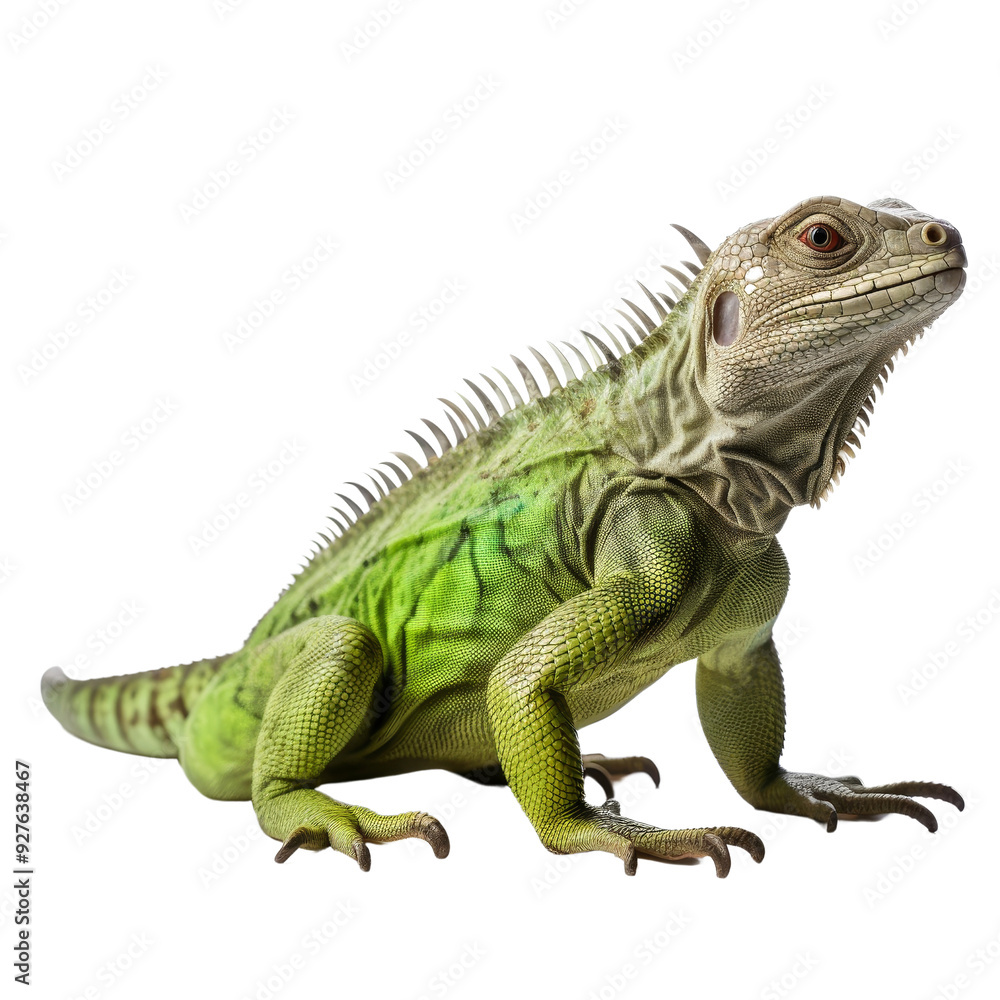 Fototapeta premium Realistic Green Iguana Displaying Intricate Scales and Features