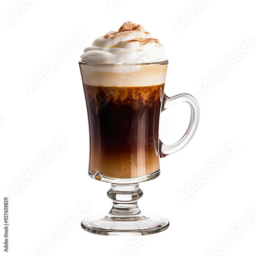 Luxurious Irish Coffee Topped with Whipped Cream and Chocolate.