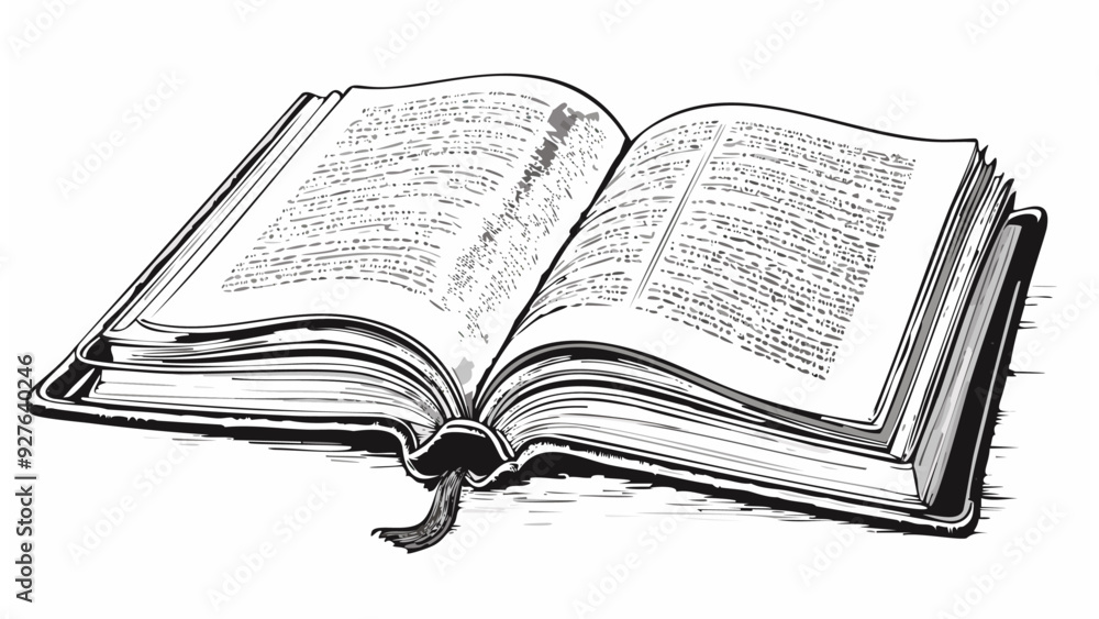 Obraz premium Open Book Sketch - Knowledge Study Draw Education School Dictionary Law Library Paper Note Notebook Manuscript 