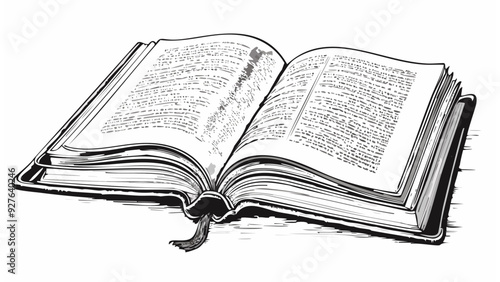 Open Book Sketch - Knowledge Study Draw Education School Dictionary Law Library Paper Note Notebook Manuscript
