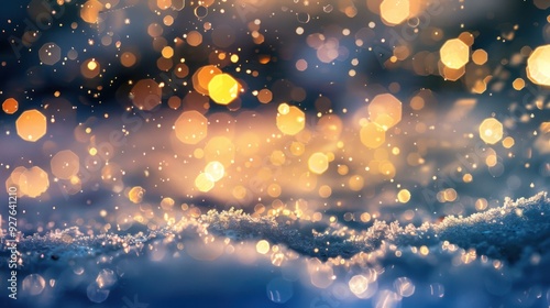 Sparkling Snowscape with Golden Lights