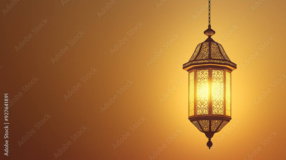 Vector illustration of a ramadan lantern with copy space on yellow backdrop. Vector illustration of a ramadan lantern with copy space on yellow backdrop.