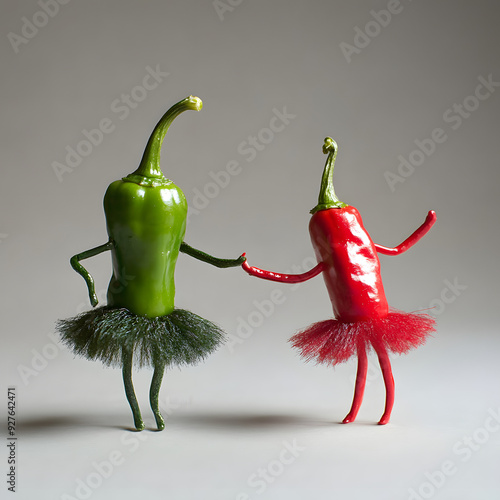 Red and green pepper dance. photo