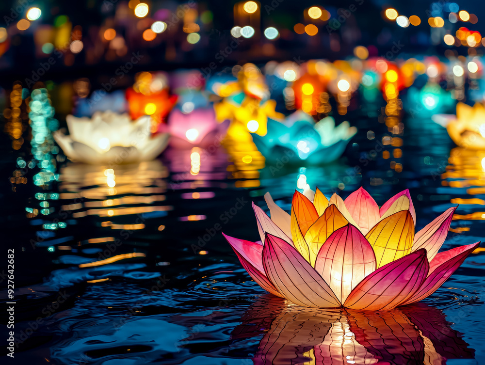 custom made wallpaper toronto digitalLoy Krathong festival, People buy flowers and candle to light and float on water to celebrate the Loy Krathong festival in Thailand