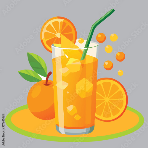Orange fruit Juice vector logo