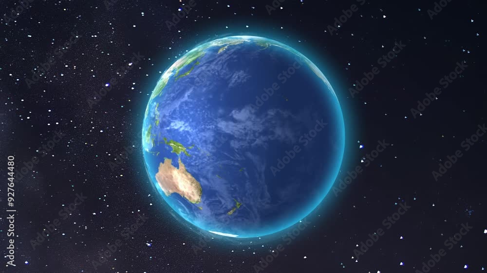 Animation of Earth seen from space, the globe spinning on satellite view on dark background. Global space exploration space travel concept digitally generated video. Animation of Earth seen from space, the globe spinning on satellite view on dark background. Global space exploration space travel concept digitally generated video.