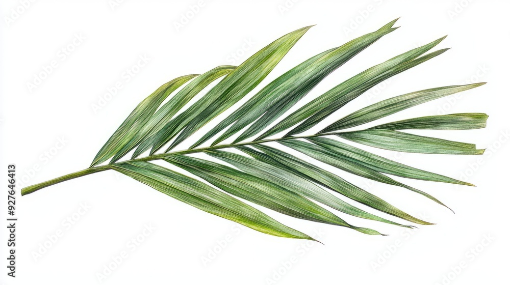 A detailed image of a single palm leaf A detailed image of a single palm leaf