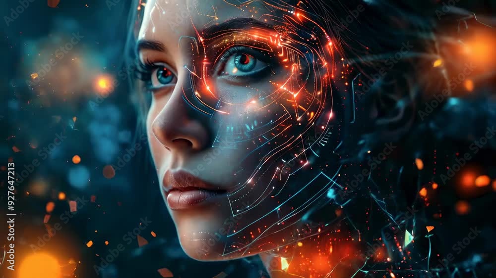 Futuristic Woman with Cybernetic Enhancements and Glowing Circuitry Futuristic Woman with Cybernetic Enhancements and Glowing Circuitry