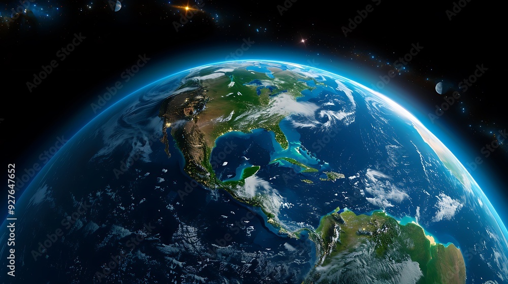 Breathtaking view of Earth from space, continents and oceans visible, Breathtaking view of Earth from space, continents and oceans visible,
