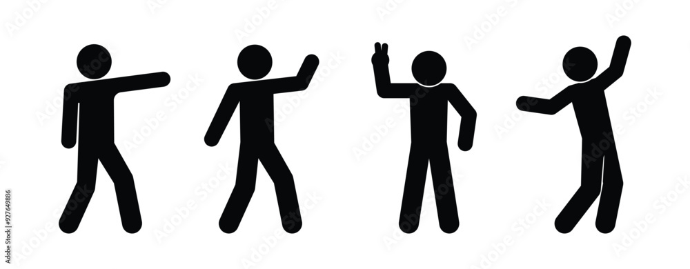 stick figure man icon, set of human silhouettes, pose greeting stick figure man icon, set of human silhouettes, pose greeting