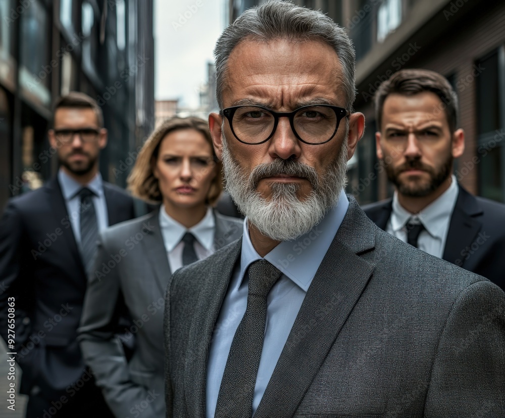 Business professionals posing confidently in urban setting during daytime Business professionals posing confidently in urban setting during daytime