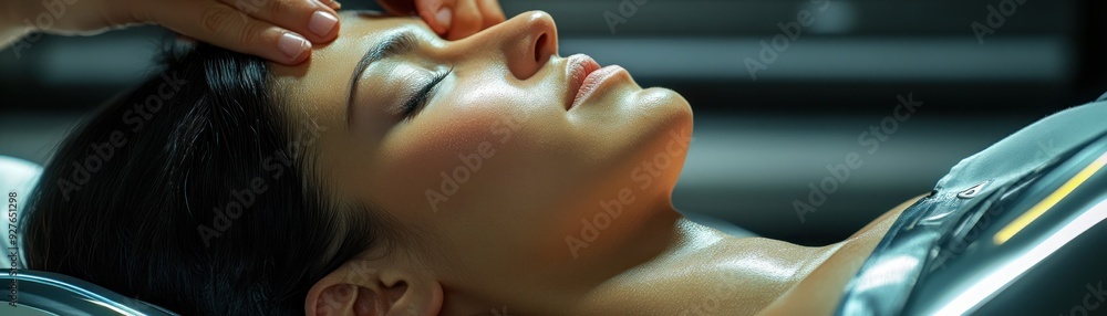 Naklejka premium Experience Gentle Relief Manual Therapy for Neck Pain, Therapist's Hands Applying Pressure to Relieve Tension and Discomfort, Relax and Find Relief with Our Expert Care