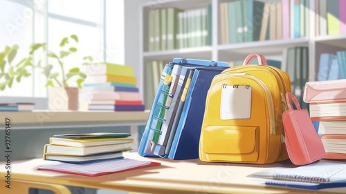 School equipment, ready to go, open the bag, pencil box, notebook, new bag, back to school, children, a new starting point, spread your wings, towards glory photo