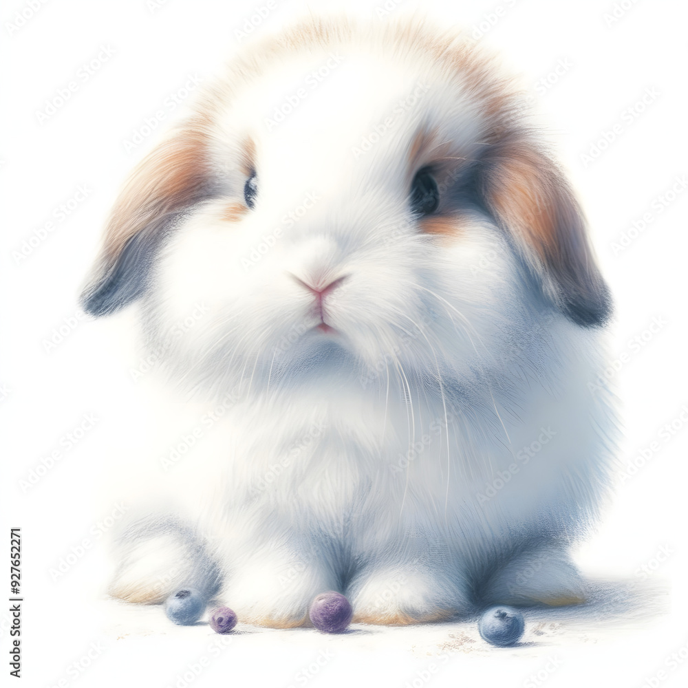 흰 배경, 롭이어, 파스텔화 (White background, lop bunny, pastel painting) 흰 배경, 롭이어, 파스텔화 (White background, lop bunny, pastel painting)