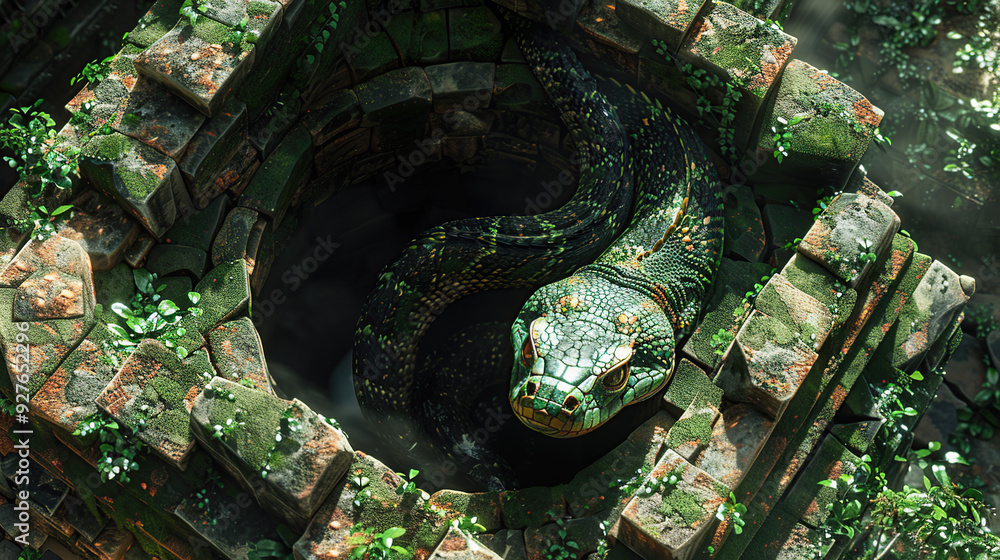 Ancient Ruins with a Serpent Guardian Ancient Ruins with a Serpent Guardian