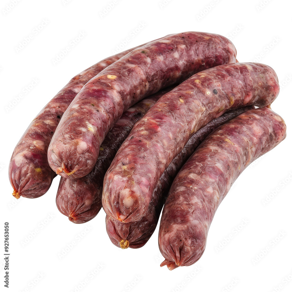 Assorted Venison Sausages Piled Together in a Tasty Arrangement. Assorted Venison Sausages Piled Together in a Tasty Arrangement.