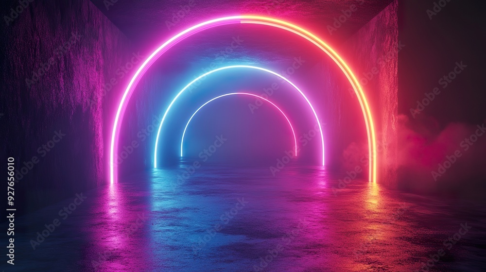 3D rendered RGB neon lights on a dark background for web banners 3D rendered RGB neon lights on a dark background for web banners