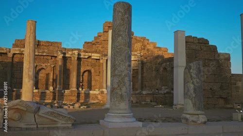 Ruins of the ancient city of Side. State Agora. photo