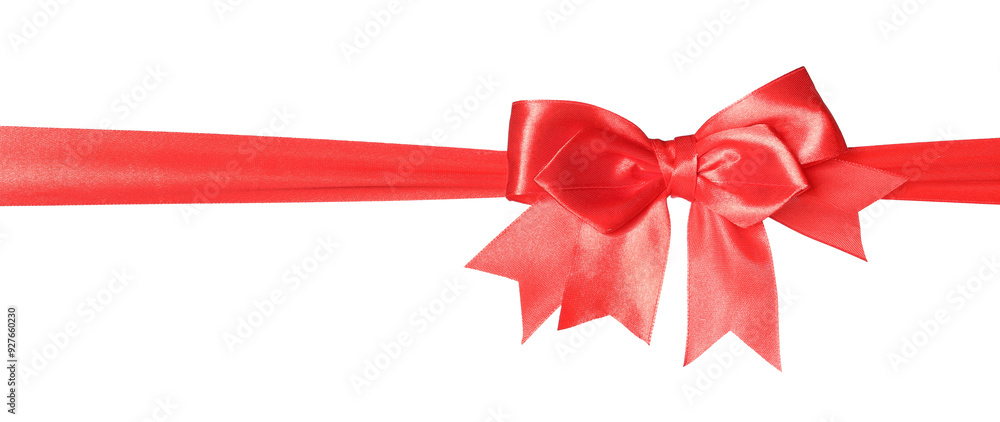 Beautiful red ribbon with bow isolated on white Beautiful red ribbon with bow isolated on white