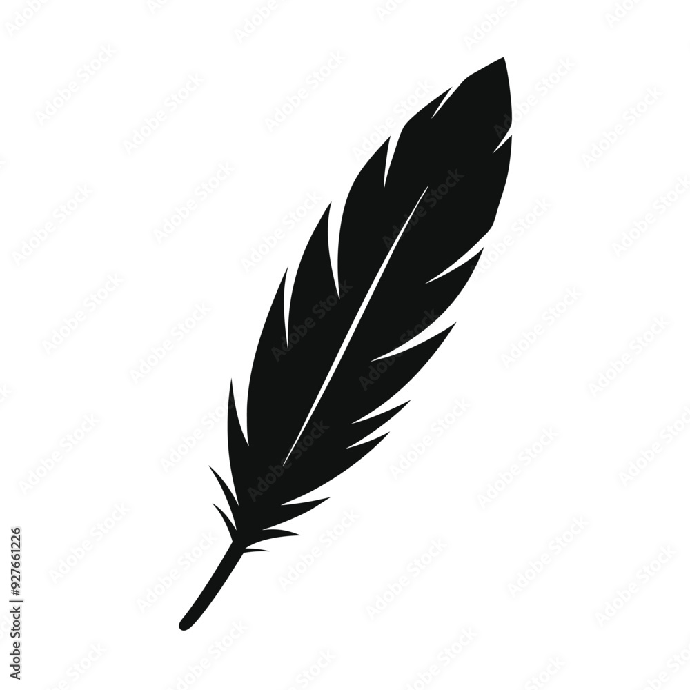 Obraz premium A beautiful Feather icon. Black silhouette 