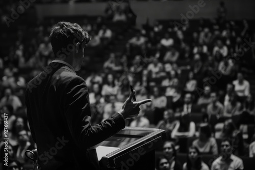 Wallpaper Mural A businessman giving a presentation to a large audience. AI generated Torontodigital.ca