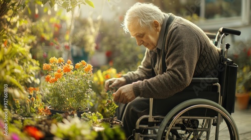 Wallpaper Mural Elderly man gardening in wheelchair Torontodigital.ca