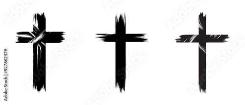Christian cross. Collecting paintbrush religious crosses. 