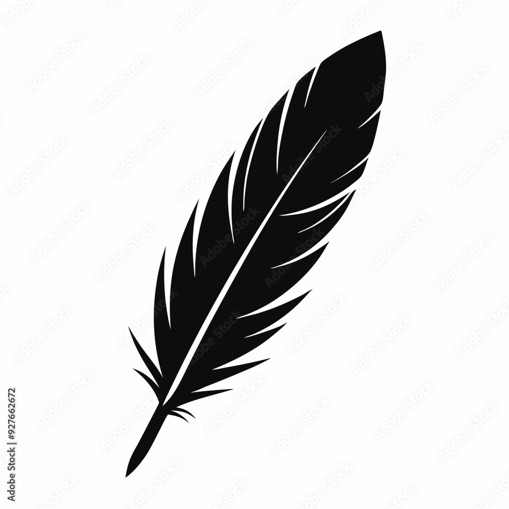 Fototapeta premium A beautiful Feather icon. Black silhouette 