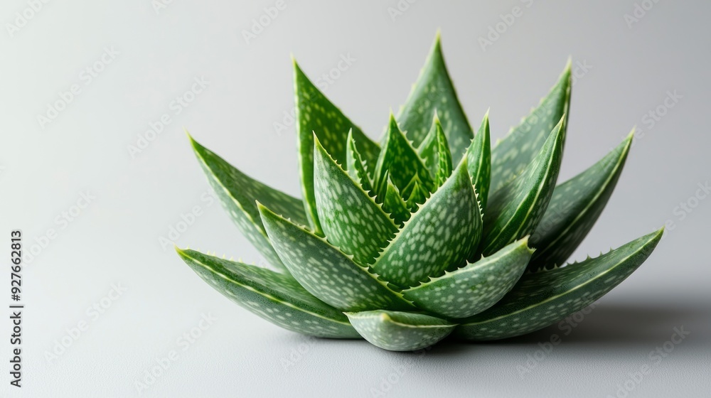 A crisp photo of a single aloe vera plant with pointed leaves, isolated on a white background with n A crisp photo of a single aloe vera plant with pointed leaves, isolated on a white background with n
