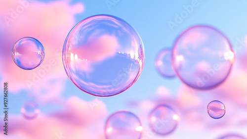 Wallpaper Mural Creative shot of bubble gum bubbles floating in the air against a soft pastel sky with a dreamy surreal atmosphere  Torontodigital.ca