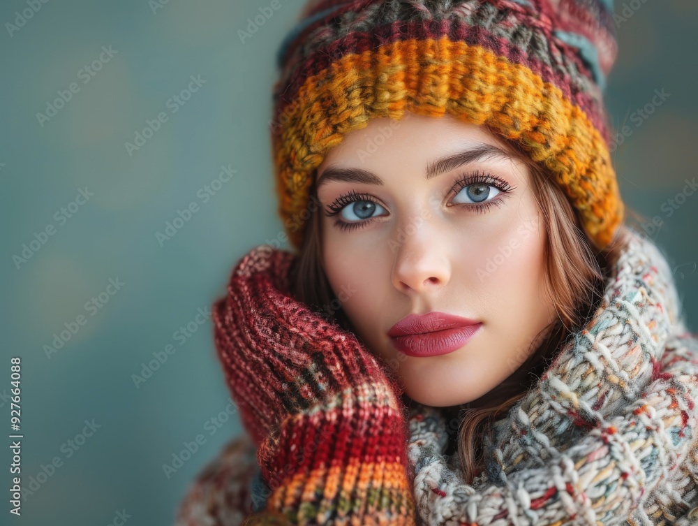 Cozy winter casual fashion in a studio setting Cozy winter casual fashion in a studio setting