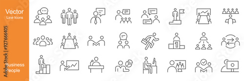 Business People Icons - Vector Line. Editable Stroke.