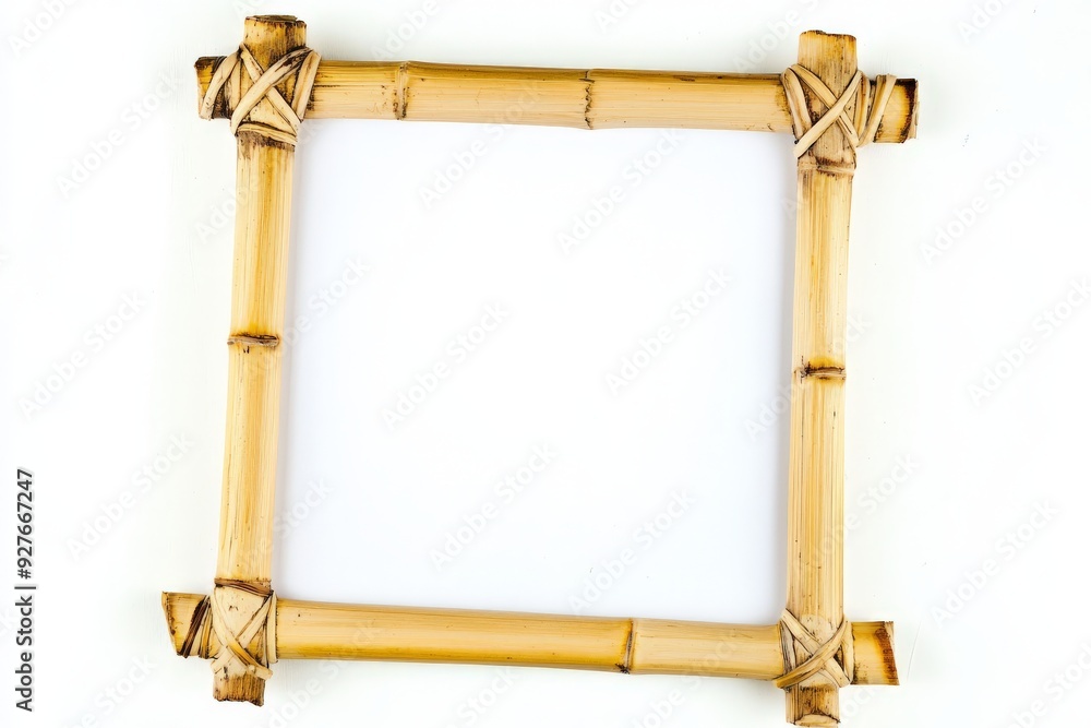 an empty picture frame made from bamboo on a white background an empty picture frame made from bamboo on a white background