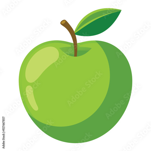 illustration of green apple with a stalk