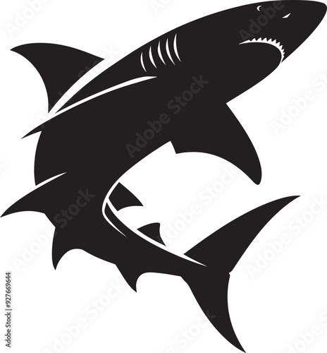 Big Shark Silhouette isolated on white background Minimalist shark vector shape