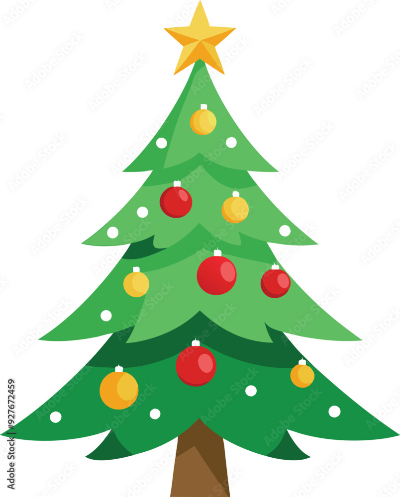 Christmas green pine tree with golden star vector illustration
Christmas green pine tree with golden star vector illustration