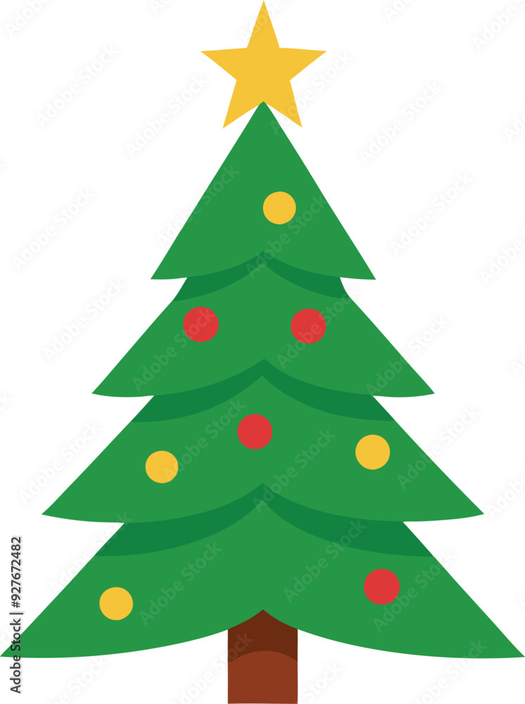 Christmas green pine tree with golden star vector illustration
Christmas green pine tree with golden star vector illustration