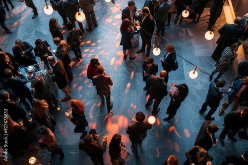Obraz na płótnie A dynamic image featuring London's best nightlife locations, emphasizing popular bars, clubs, and evening entertainment options, A corporate event with people networking and mingling. AI generated w salonie