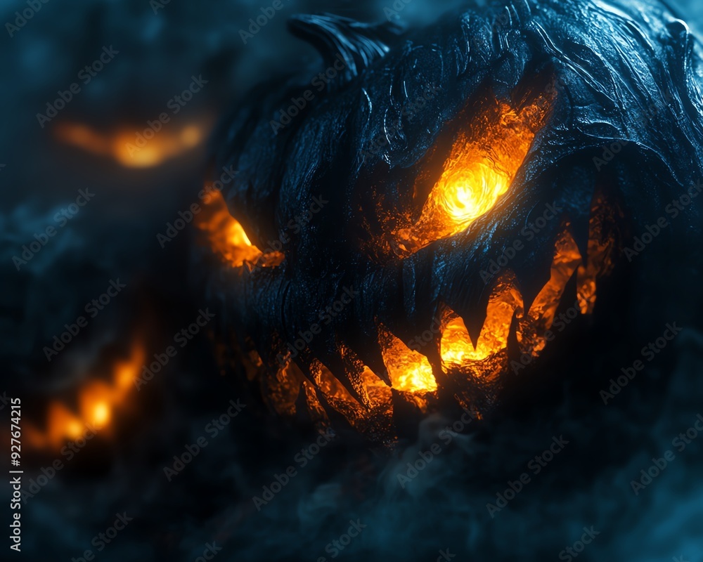 A spooky pumpkin with glowing eyes and jagged teeth, perfect for Halloween-themed designs and seasonal decorations. A spooky pumpkin with glowing eyes and jagged teeth, perfect for Halloween-themed designs and seasonal decorations.