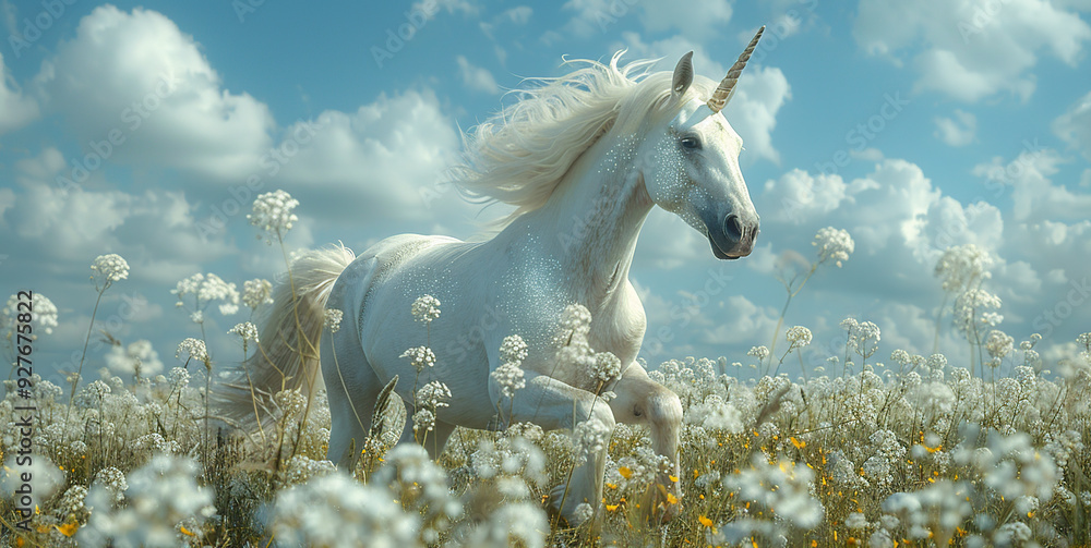 Magical Unicorn Galloping Through a Field of Flowers Magical Unicorn Galloping Through a Field of Flowers