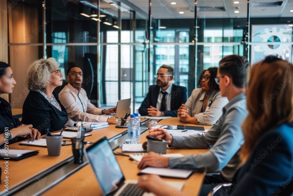 A group of professionals in a boardroom having a discussion. AI generated A group of professionals in a boardroom having a discussion. AI generated