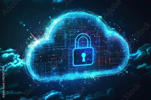 Wallpaper Mural Illustration of Cloud Security Services Technology created with Generative AI Torontodigital.ca